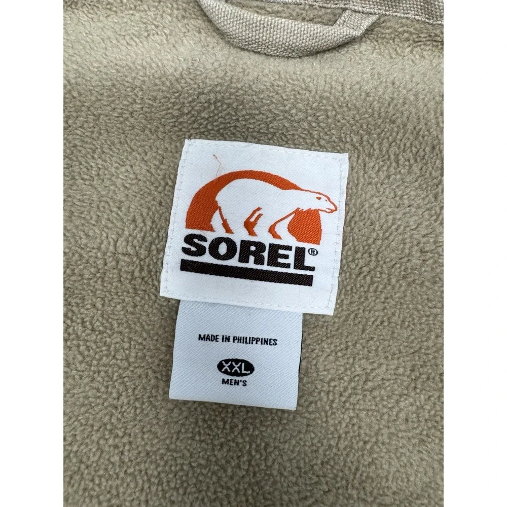 Vintage Sorel Canvas Jacket Mens XXL 2XL Beige Chore Coat Fleece Work 90s Y2K